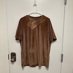SHEIN Brown Velvet Ribbed T-Shirt - Size XL